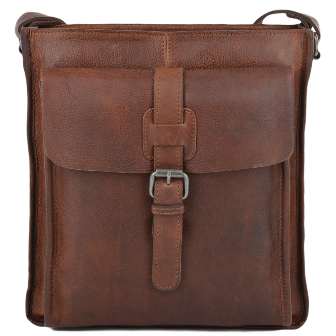 ashwood leather Mens 3 Pocket Medium Leather Messenger Bag Tan : 4552