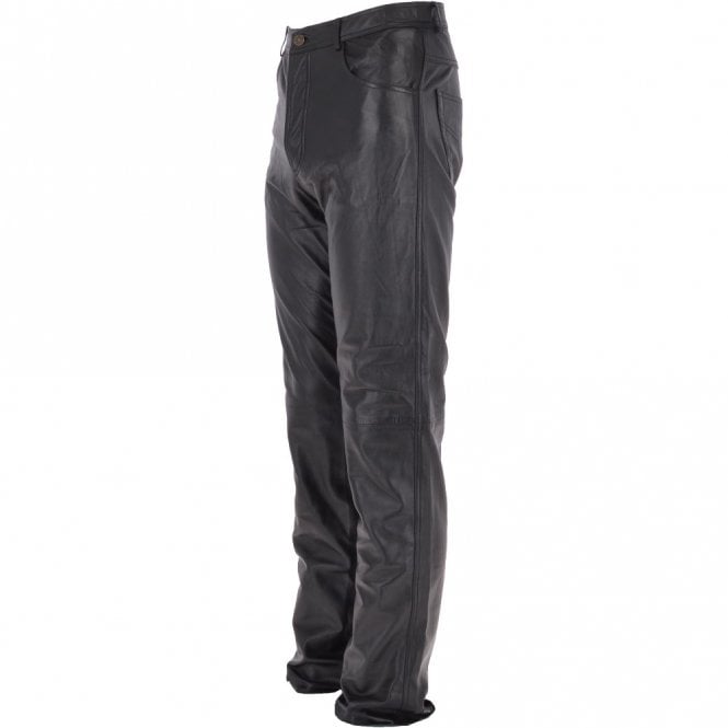 Ashwood Leather Mens 501 Leather Jeans Black : LJ 501