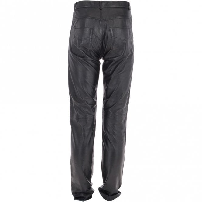 Ashwood Leather Mens 501 Leather Jeans Black : LJ 501