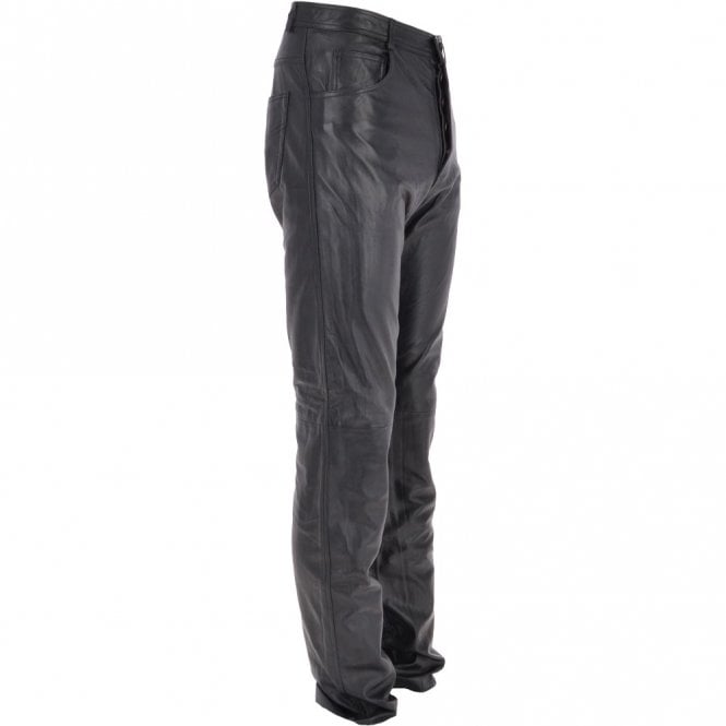 Ashwood Leather Mens 501 Leather Jeans Black : LJ 501