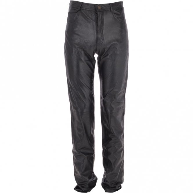 ashwood leather Mens 501 Leather Jeans Black : LJ 501