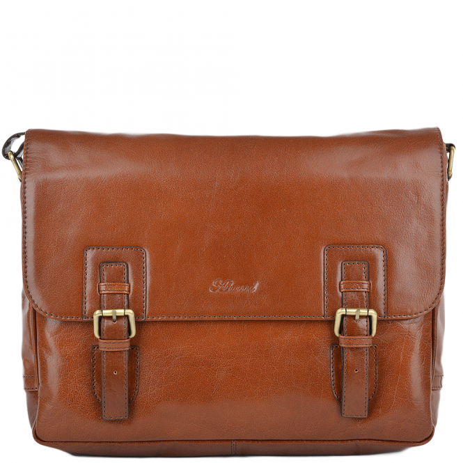 ashwood leather Mens Double Clasp Laptop Satchel Chestnut/vt : Jasper