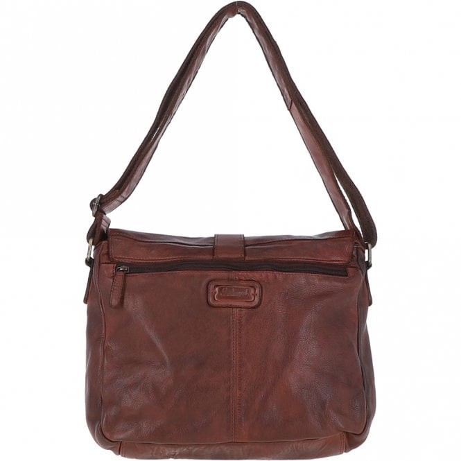 Ashwood Leather Mens Four Pocket Leather Messenger Bag Brandy : Cyrus