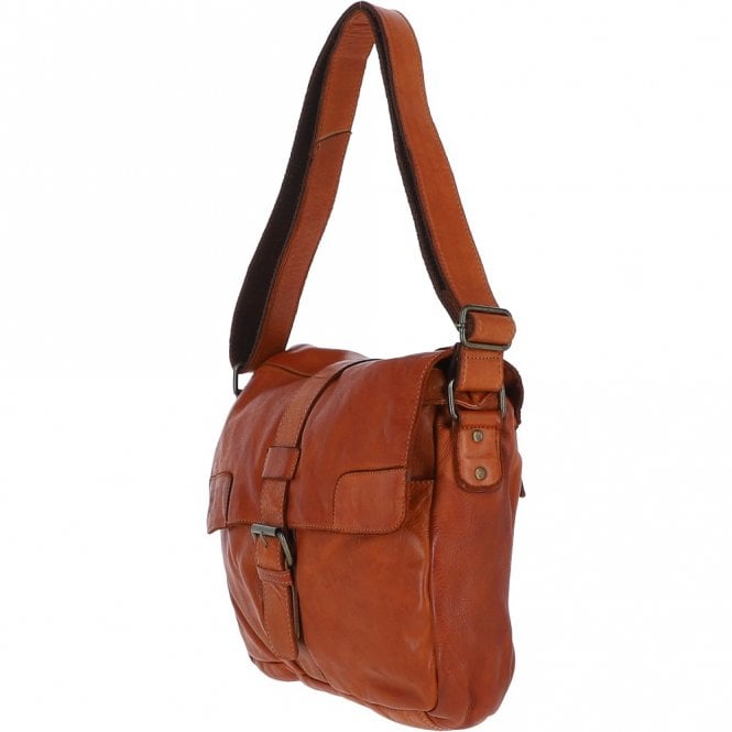 Ashwood Leather Mens Four Pocket Leather Messenger Bag Tan : Cyrus