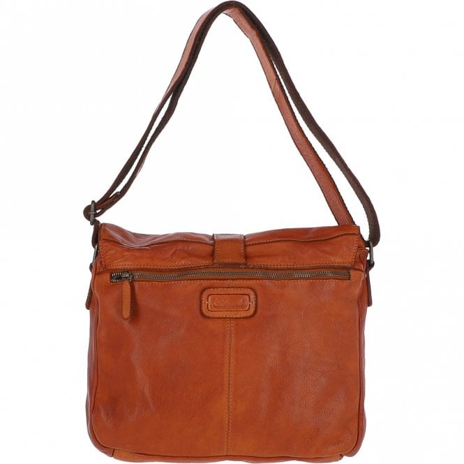 Ashwood Leather Mens Four Pocket Leather Messenger Bag Tan : Cyrus