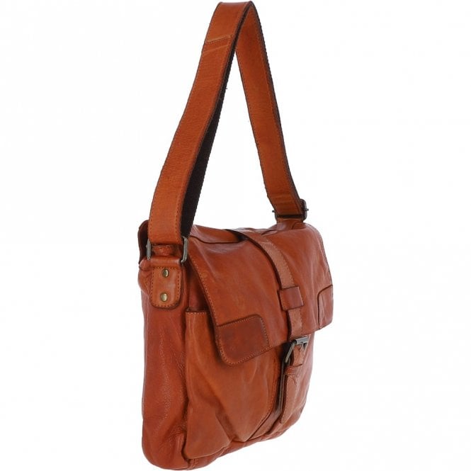 Ashwood Leather Mens Four Pocket Leather Messenger Bag Tan : Cyrus