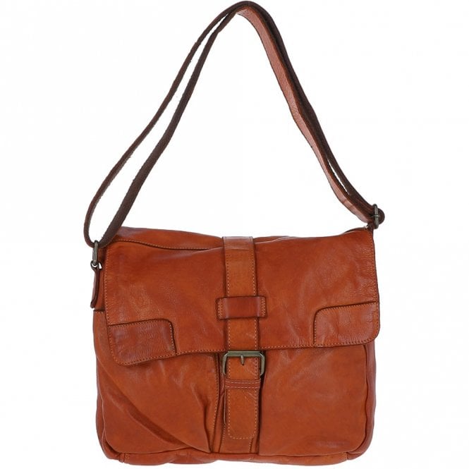 ashwood leather Mens Four Pocket Leather Messenger Bag Tan : Cyrus