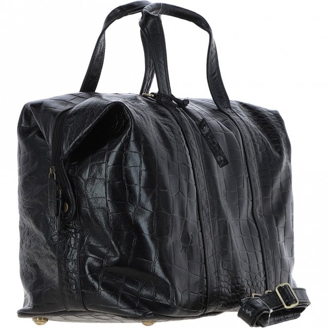 Ashwood Leather Mens Large Travel Holdall Blk/croc : Paddington
