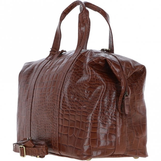 Ashwood Leather Mens Large Travel Holdall Cognac/croc : Paddington