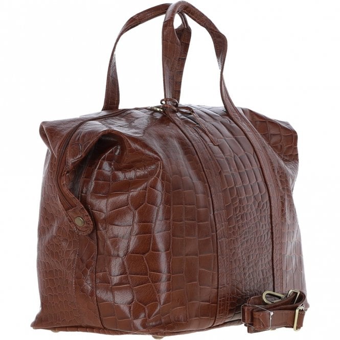 Ashwood Leather Mens Large Travel Holdall Cognac/croc : Paddington