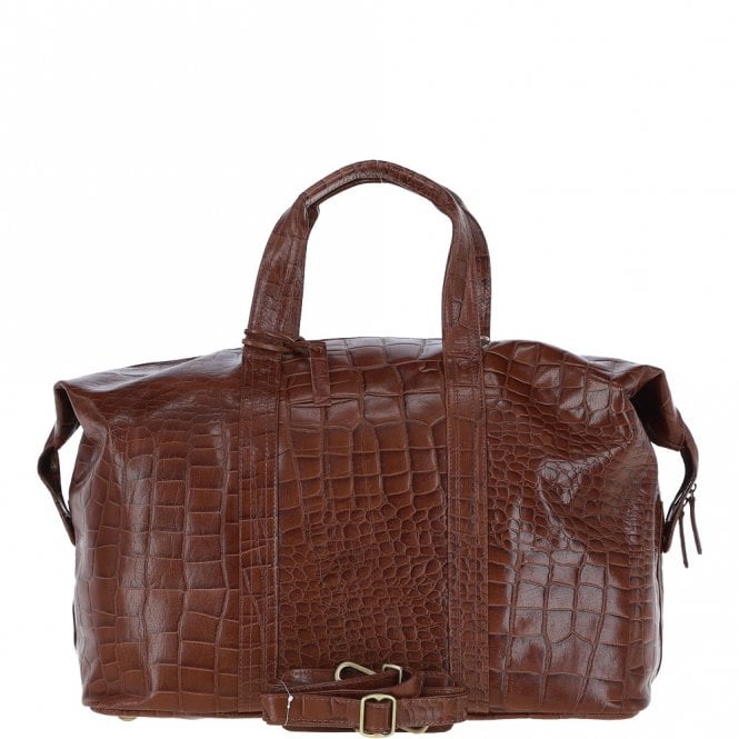 ashwood leather Mens Large Travel Holdall Cognac/croc : Paddington