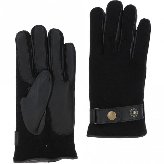 ashwood leather Mens Leather and Fabric Gloves Black: 708