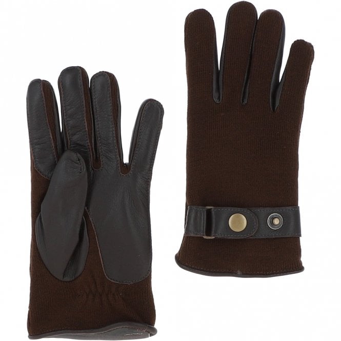 ashwood leather Mens Leather and Fabric Gloves Brown: 708