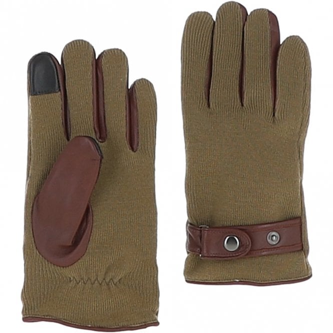 ashwood leather Mens Leather and Fabric Gloves Tan: 708