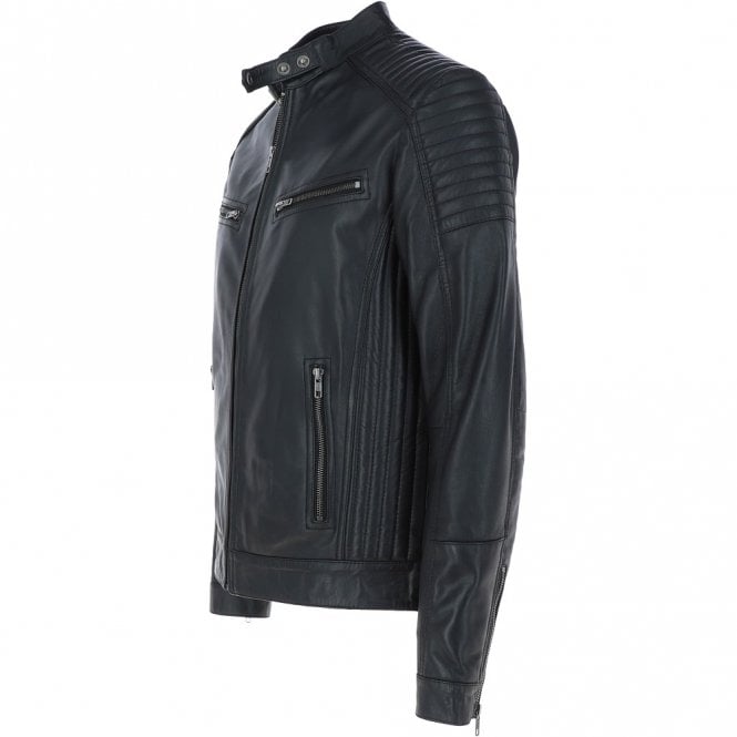 Ashwood Leather Mens Leather Biker Jacket Black: Axel