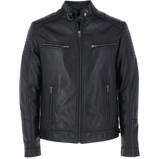 ashwood leather Mens Leather Biker Jacket Black: Axel