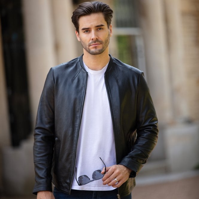 Ashwood Leather Mens Leather Biker Jacket Black: BR FONS-1