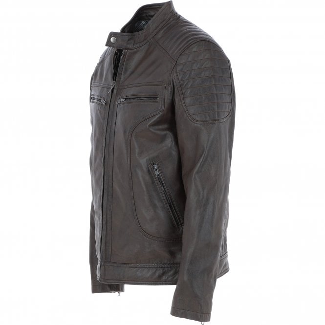 Ashwood Leather Mens Leather Biker Jacket Brown: G-6200