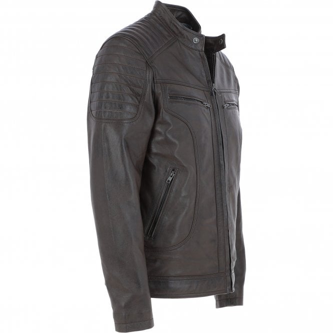 Ashwood Leather Mens Leather Biker Jacket Brown: G-6200