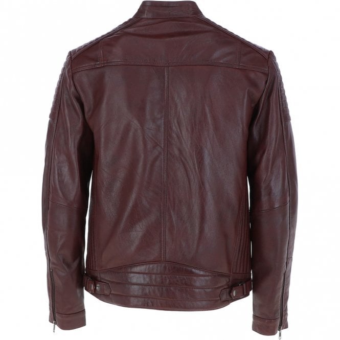 Ashwood Leather Mens Leather Biker Jacket Burgundy: Axel