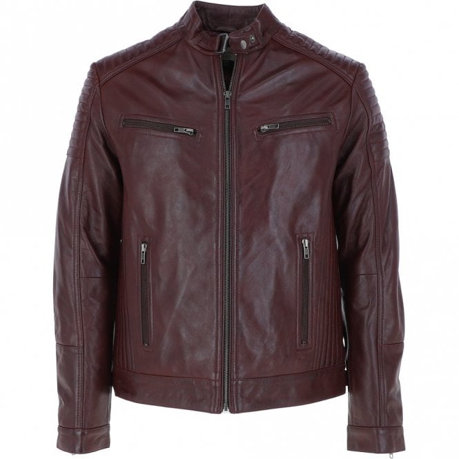 ashwood leather Mens Leather Biker Jacket Burgundy: Axel