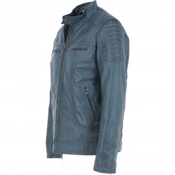 Ashwood Leather Mens Leather Biker Jacket Grey: G-6200