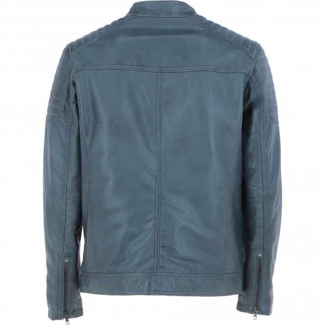 Ashwood Leather Mens Leather Biker Jacket Grey: G-6200