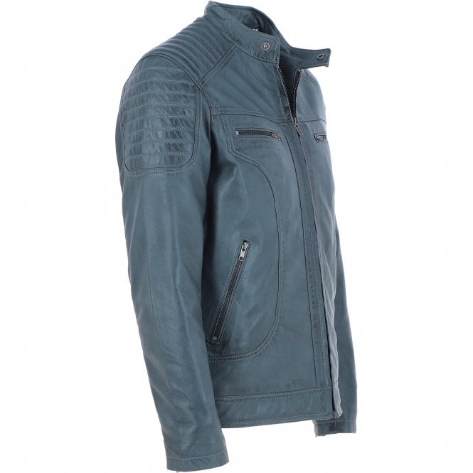 Ashwood Leather Mens Leather Biker Jacket Grey: G-6200