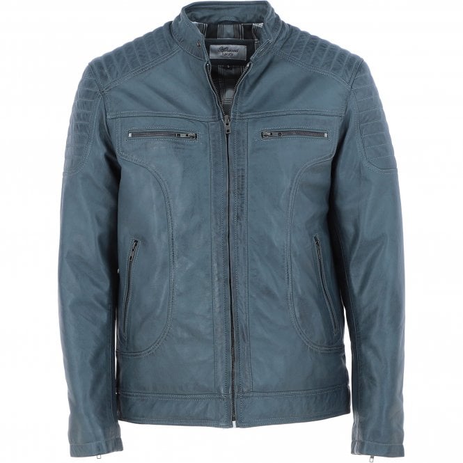 ashwood leather Mens Leather Biker Jacket Grey: G-6200