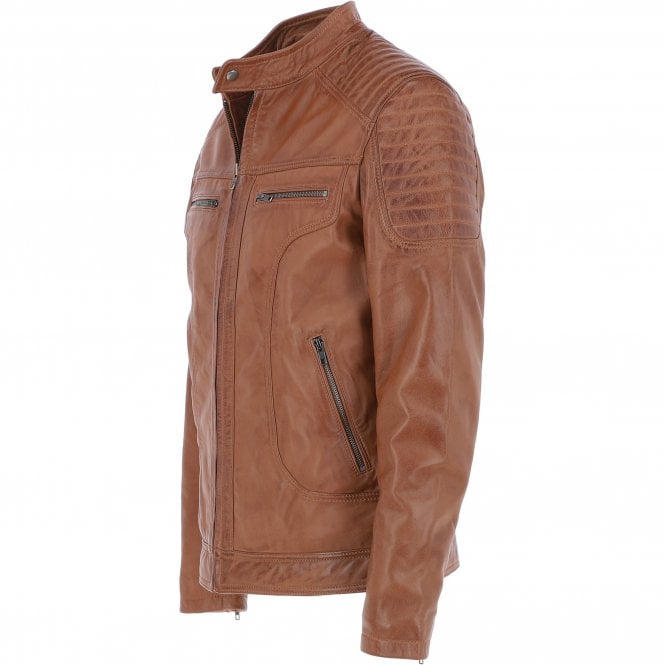 Ashwood Leather Mens Leather Biker Jacket Tan: G-6200