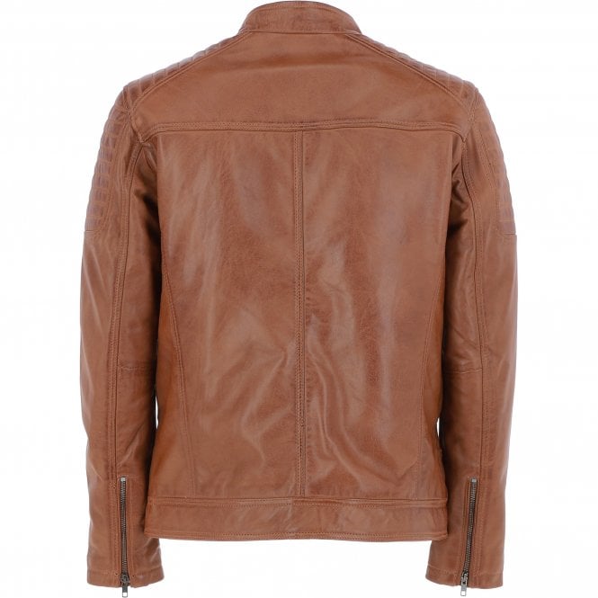Ashwood Leather Mens Leather Biker Jacket Tan: G-6200