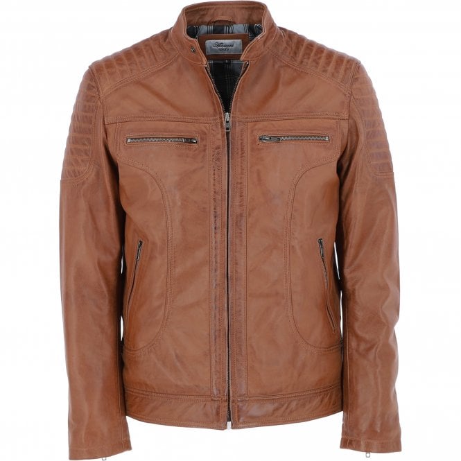 ashwood leather Mens Leather Biker Jacket Tan: G-6200