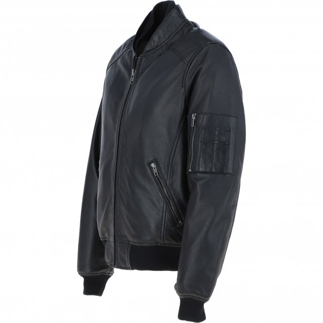 Ashwood Leather Mens Leather Bomber Jacket Black: Oscar Bomber