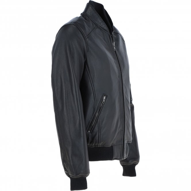 Ashwood Leather Mens Leather Bomber Jacket Black: Oscar Bomber