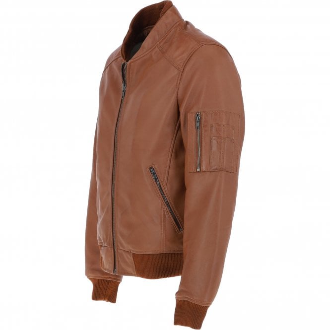 Ashwood Leather Mens Leather Bomber Jacket Tan: Oscar Bomber