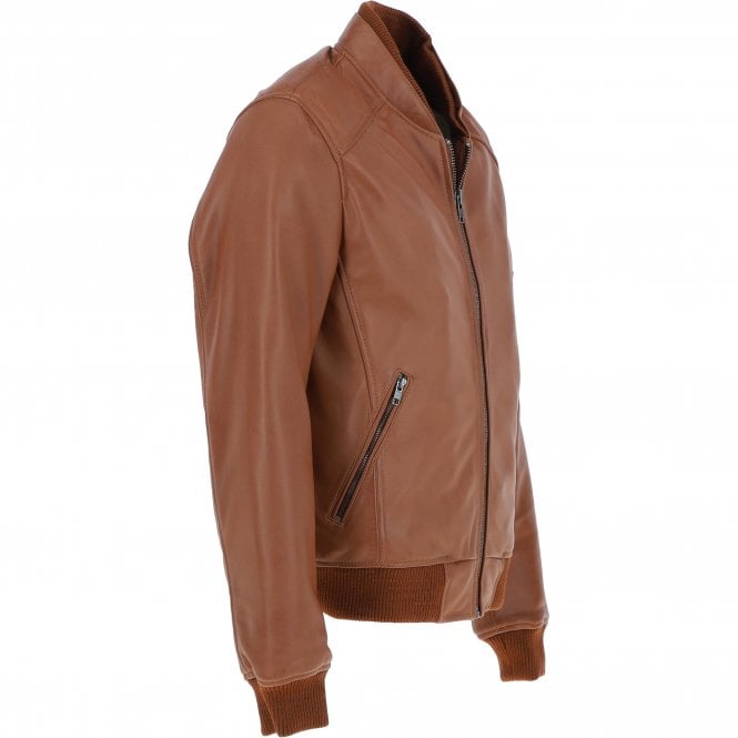 Ashwood Leather Mens Leather Bomber Jacket Tan: Oscar Bomber