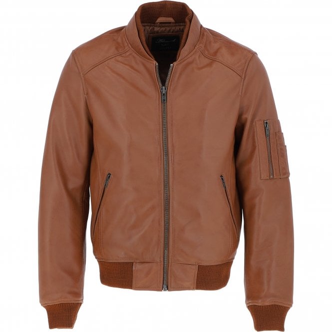 ashwood leather Mens Leather Bomber Jacket Tan: Oscar Bomber