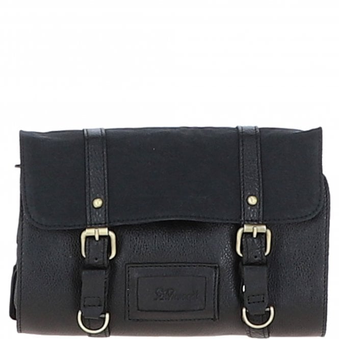 ashwood leather Mens Leather & Canvas Hanging Toiletry Bag Black : 7010