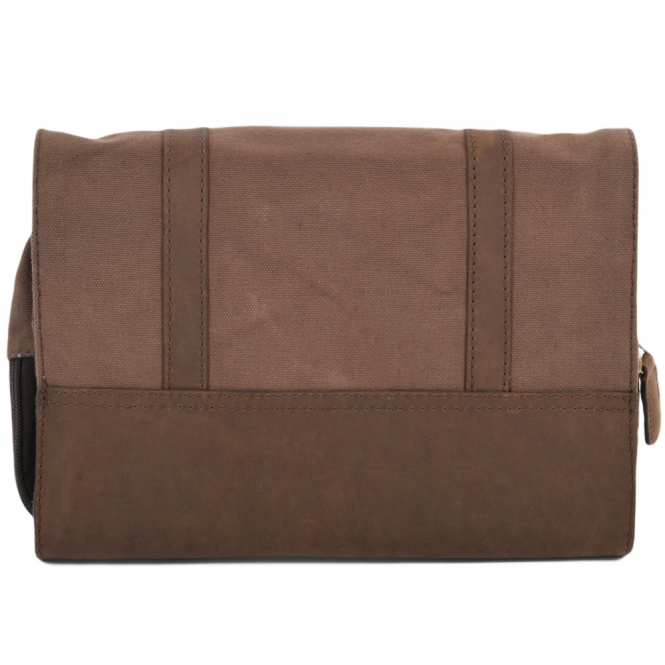 Ashwood Leather Mens Leather & Canvas Hanging Toiletry Bag Mud/mud : 7010