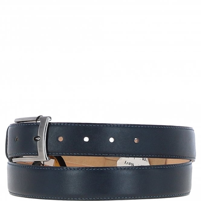 Ashwood Leather Mens Leather Chino Belt Navy: MB-102
