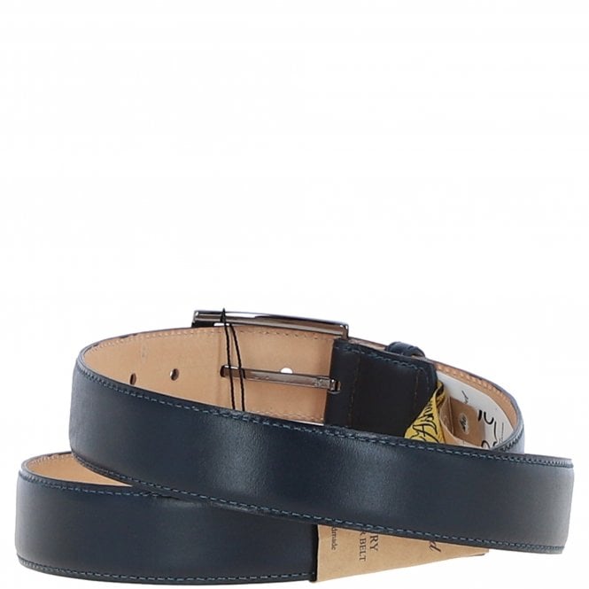 Ashwood Leather Mens Leather Chino Belt Navy: MB-102