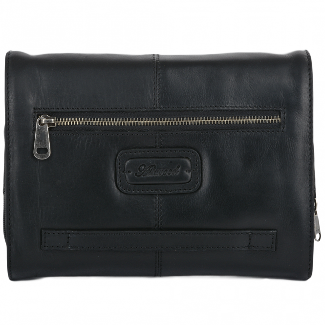 Ashwood Leather Mens Leather Hanging Toiletry Bag Black : Phil