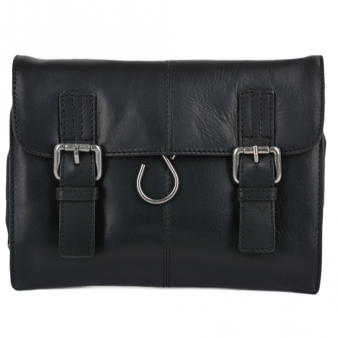 ashwood leather Mens Leather Hanging Toiletry Bag Black : Phil