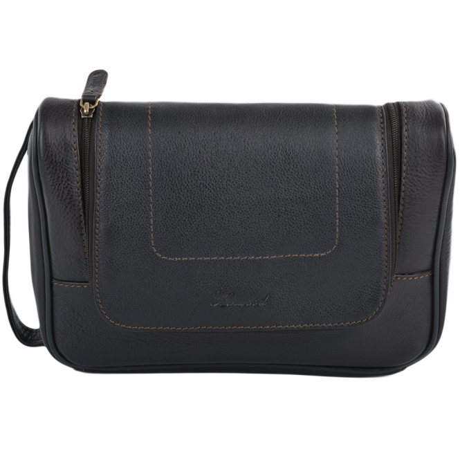 Ashwood Leather Mens Leather Hanging Wash Bag Brown : 89145