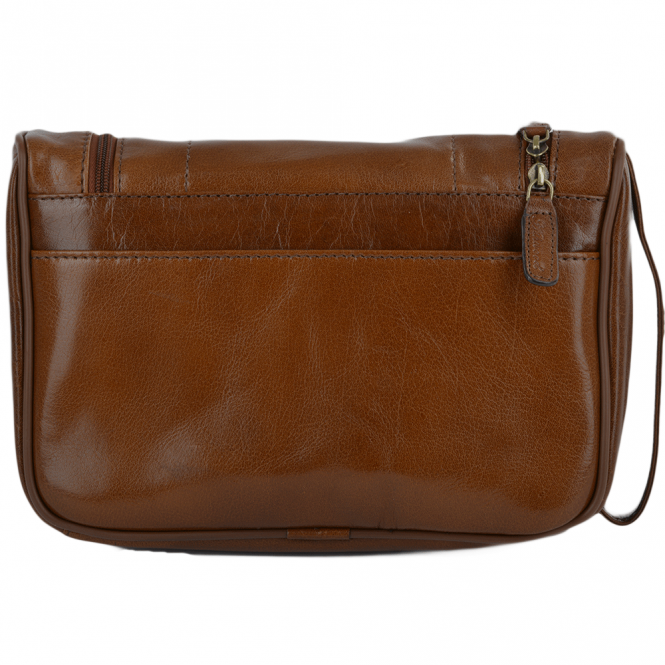 Ashwood Leather Mens Leather Hanging Wash Bag Chestnut : 89145