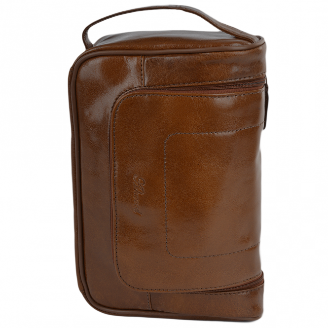 ashwood leather Mens Leather Hanging Wash Bag Chestnut : 89145