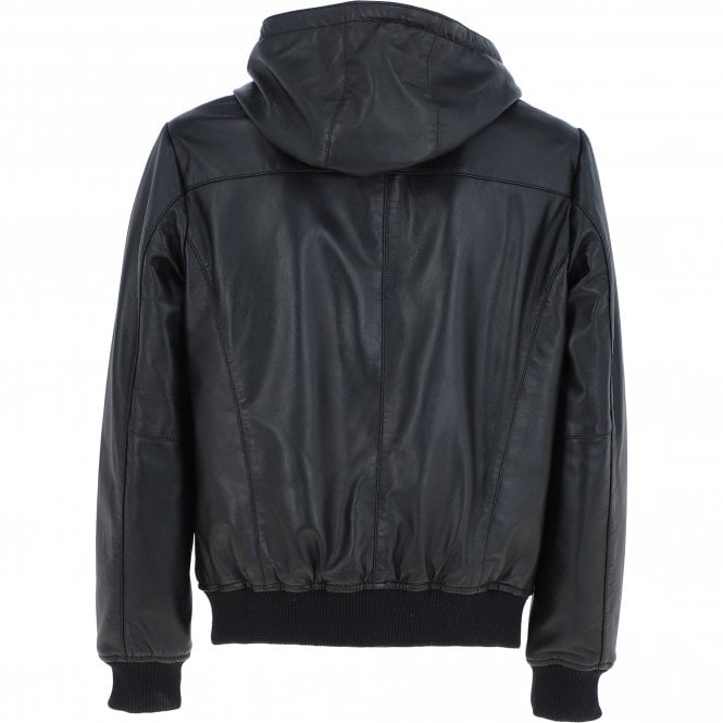 Ashwood Leather Mens Leather Hodded Jacket Black: Super Bomber