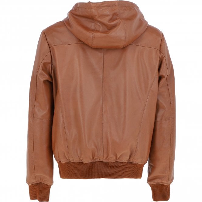 Ashwood Leather Mens Leather Hodded Jacket Cognac: Super Bomber