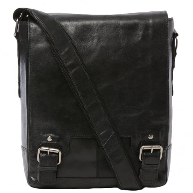 ashwood leather Mens Leather Ipad Messenger Bag Black/crum : 8342