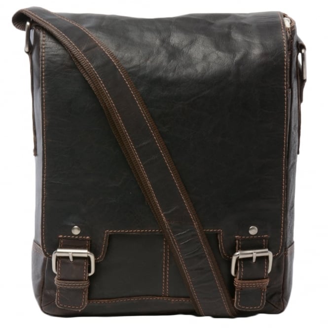 ashwood leather Mens Leather Ipad Messenger Bag Brown/crum : 8342